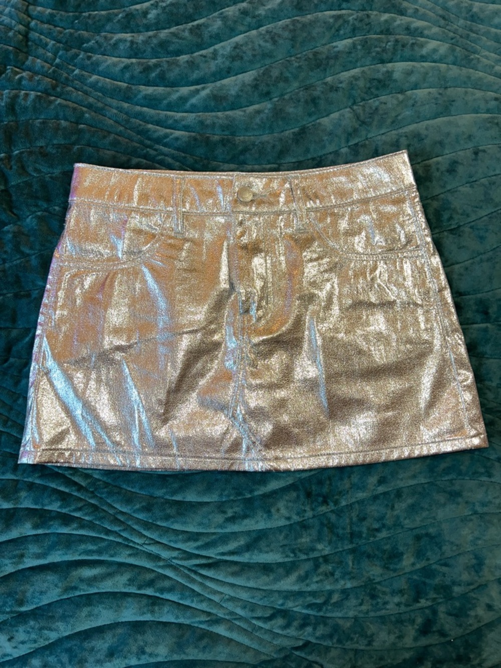 Indigo Rising Metallic Silver Mini Skirt size Small w pockets